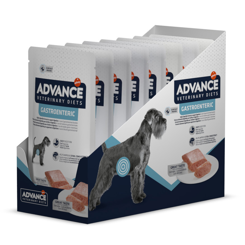 ADVANCE Veterinary Diets Dog Gastroenteric, Bax Plicuri Hrana Umeda Pentru Caini cu Afectiuni Gastrointestinale 8x150g