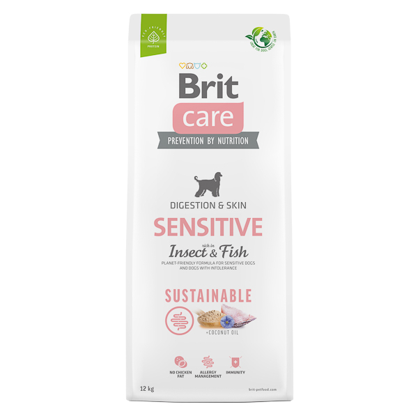 BRIT CARE Sustainable Sensitive, cu Insecte și Pește, Hrană Uscata Fără Cereale pentru Câini cu Piele Sensibilă, 12kg