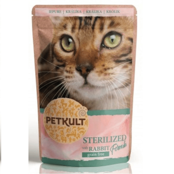 PETKULT Sterilised cu Iepure, 100 g | Plic Hrana Umeda fara Cereale pentru Pisici Sterilizate