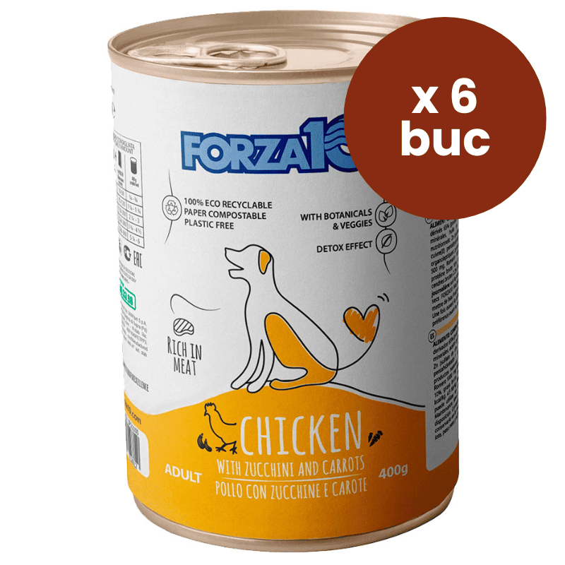 FORZA 10 Maintenance cu Pui, Dovlecel si Morcov, 6x400 g – Multipack Hrana Umeda Completa pentru Caini Adulti
