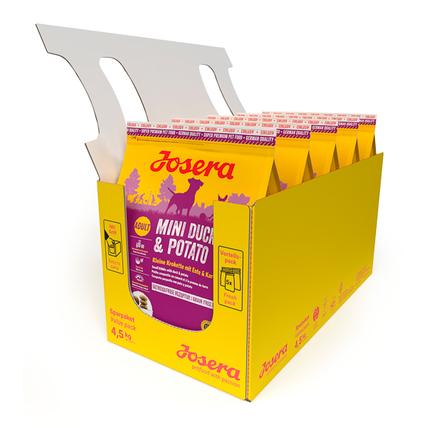 JOSERA Mini Adult cu Rata si Cartofi, Set 5x900 g – Hrană Uscată Monoproteică Fără Cereale pentru Câini Adulți de Talie Mică, Digestie Ușoară și Blană Stralucitoare