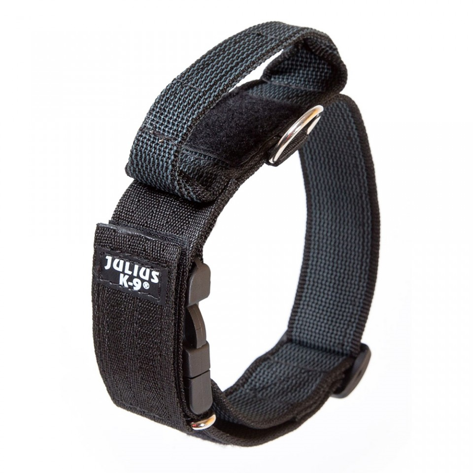 JULIUS K9 Zgarda Caini, cu Maner, Nylon Gri, 38-53cm