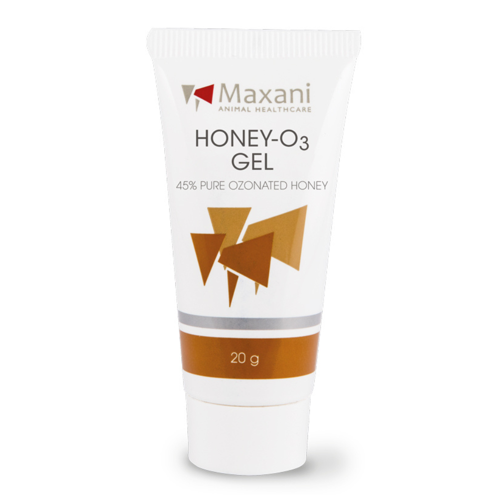MAXANI Honey O3 Gel – Gel Dermatologic Cicatrizant  cu 45% Miere de Munte Ozonizata, Vindecarea Naturala a Ranilor la Caini si Pisici, 20 g