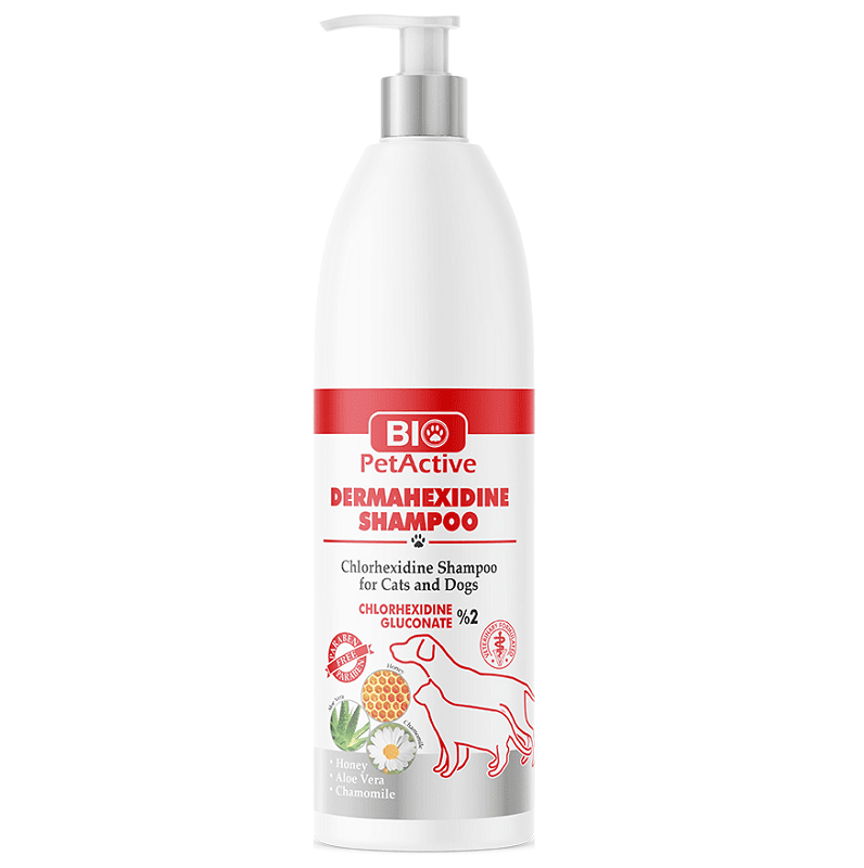 BIO PetActive Dermahexidine 250 ml | Sampon Antiseptic cu Clorhexidina 2% pentru Caini si Pisici | Curatare Profunda si Igiena Pielii