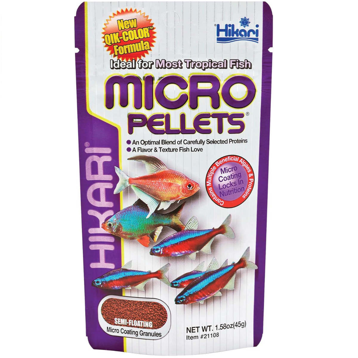 HIKARI Micro Pellets, 45 g – Hrana Granulata Multicolora pentru Pesti Tropicali Mici si Medii
