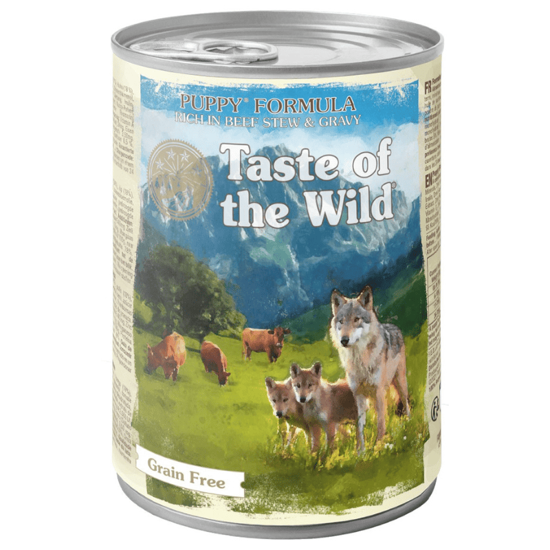 TASTE of the WILD Puppy Canine Recipe with Beef in Gravy 390 g | Hrana Umeda Fara Cereale pentru Catei in Crestere | cu Vita, Pui si Legume Selectionate