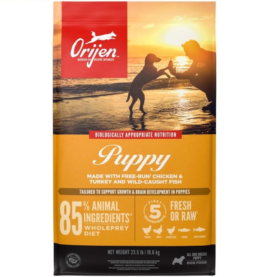 ORIJEN Puppy, cu Pui si Curcan, Hrana Uscata Fara Cereale Pentru Caini Juniori, 6kg