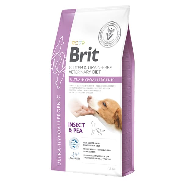 BRIT VET DIETS Dog Grain Free Ultra-Hypoallergenic cu Proteină din Insecte 12kg | Hrană Uscată Dietetică pentru Câini cu Alergii si Intolerante Alimentare