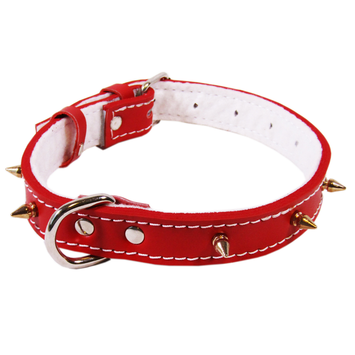Zgarda din Piele Pentru Caini, BASIC, Captusita, cu Tepi, 75cm | Latime 35mm