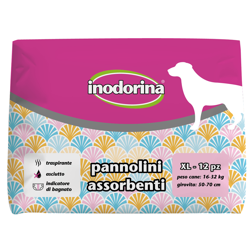 INODORINA Scutece Absorbante Pentru Caini, Femele, Marime XL 16-32kg, 12buc