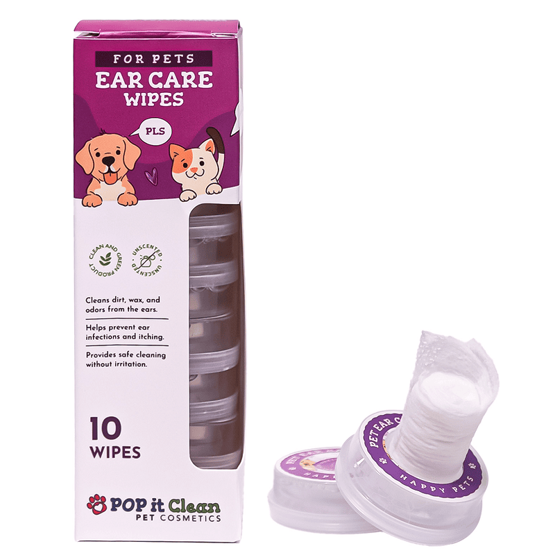 POP it Clean Servetele Umede Hipoalergenice pentru Ingrijirea Urechilor la Caini si Pisici 10 buc.| Curatare Delicata si Igiena Auriculara