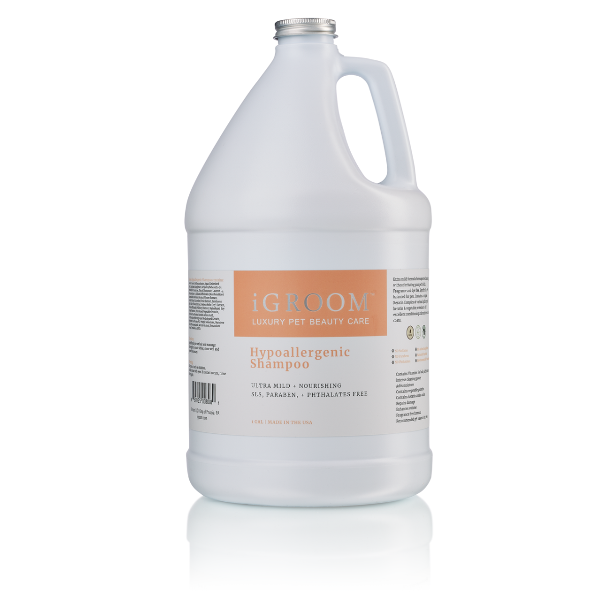 iGROOM Hipoallergenic, Sampon Profesional Concentrat 1:16 Pentru Caini si Pisici cu Piele Sensibila, Usor Iritabila 3.8L