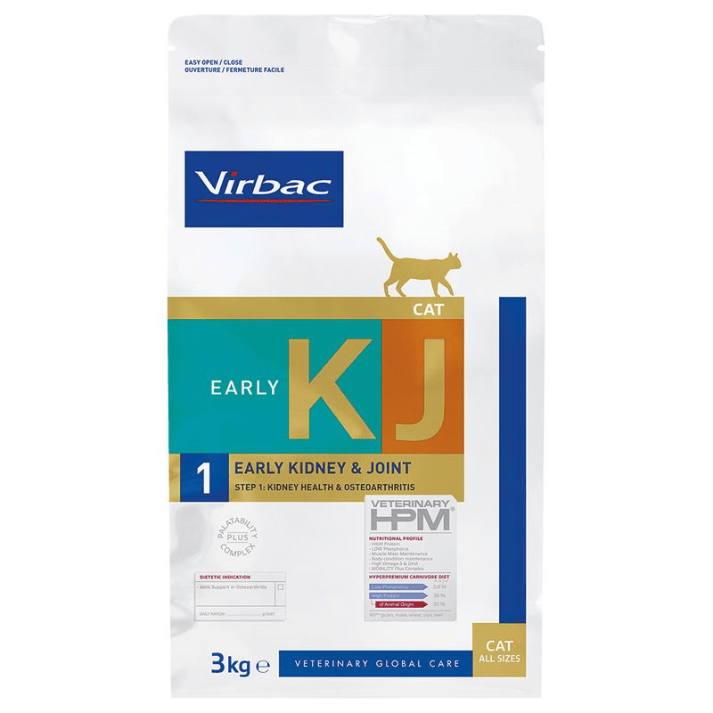 VIRBAC Veterinary HPM Cat Early Kidney & Joint 3kg | Dieta Veterinara pentru Pisici Adulte | Suport in Insuficienta Renala Incipienta si Suport Articular