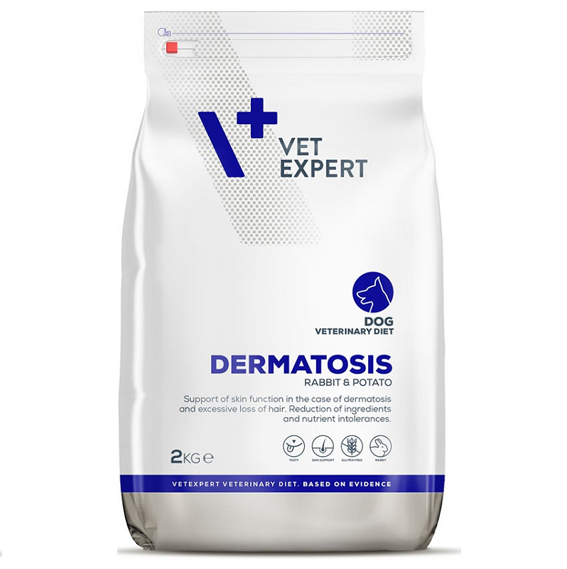 VETEXPERT 4T VETERINARY DIET Dermatosis, Iepure, Hrana Uscata Caine cu Afectiuni Dermatologice | Atopii | Caderea Parului in Exces, 300g