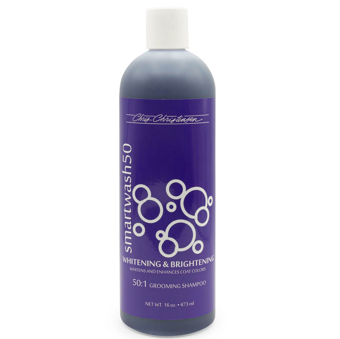 CHRIS CHRISTENSEN SmartWash 50 Whitening & Brightening Shampoo 355 ml | Sampon Profesional Concentrat (dilutie 50:1) pentru Caini si Pisici | Revitalizeaza Blana Alba si Intensifica Stralucirea