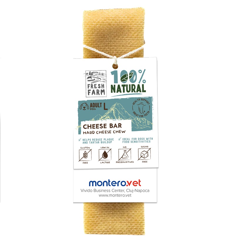 FRESH FARM Cheese Bar Large - Recompensa 100% Naturala Fara Cereale, din Branza Dura, pentru Caini de Talie Medie / Mare, Fara Gluten si Conservanti