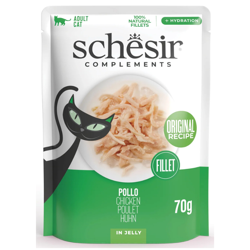 SCHESIR Cat File de Pui 70 g Plic | Hrana Umeda Complementara pentru Pisici Adulte
