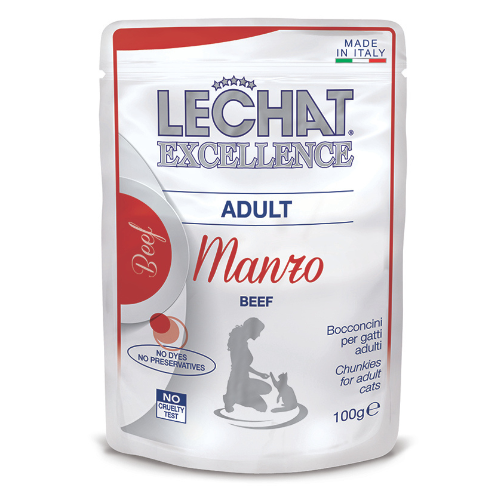 LeChat Excellence Adult, cu Vita – Plic Hrană Umedă pentru Pisici Adulte, (bucățele în sos), 100 g