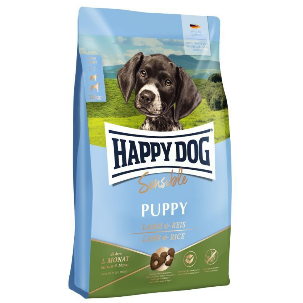 HAPPY DOG Sensible Puppy cu Miel si Orez – Hrană Uscata, Fara Gluten, pentru Căței Sensibili (4–27 Săptămâni),  4kg