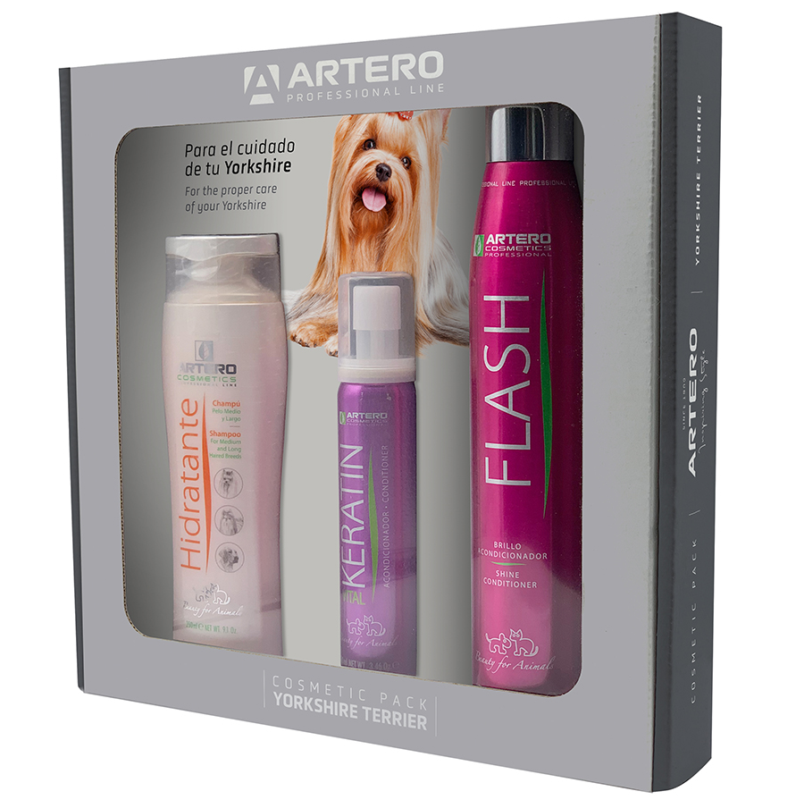 ARTERO Cosmetic Pack Yorkshire Terrier, Set Profesional Pentru Ingrijire Piele si Blana Caini Yorkshire sau Alte Rase cu Par Lung