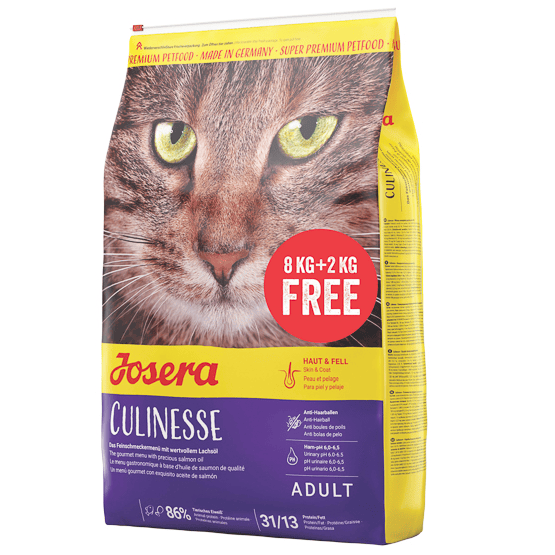 JOSERA Culinesse cu Somon, PROMO 8 kg + 2 kg GRATIS | Hrană Uscată Premium pentru Pisici Adulte Pretentioase | Digestie Sănătoasă si Blană Strălucitoare