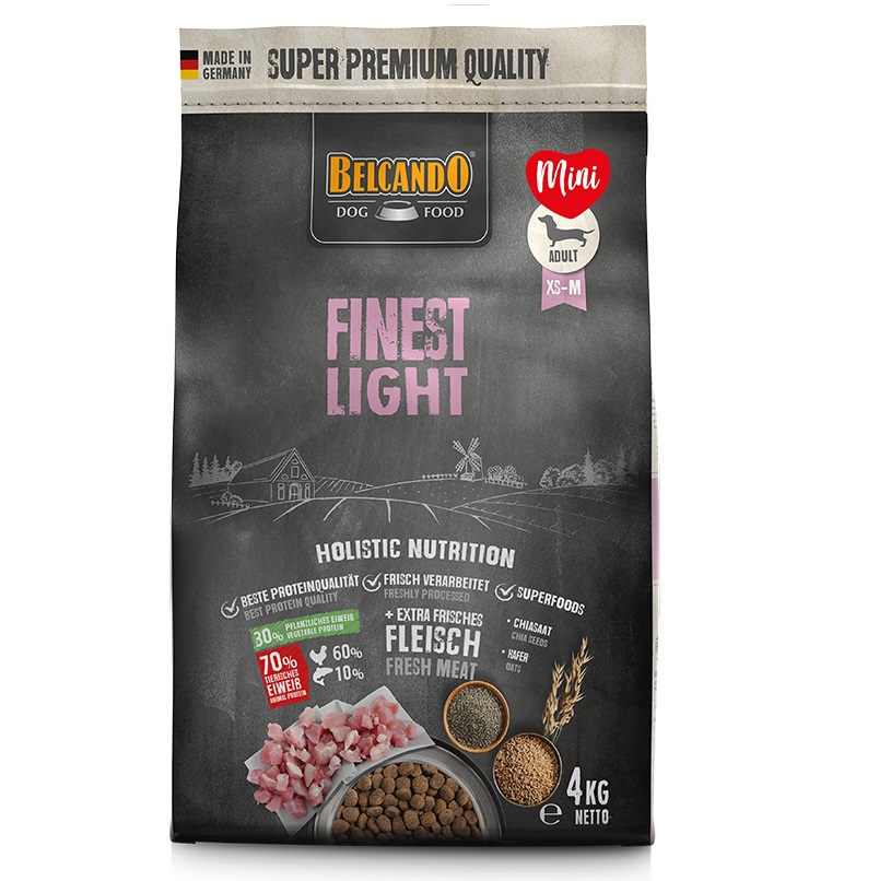 BELCANDO Finest Light, Hrana Uscata Pentru Caini Seniori sau Supraponderali de Talie Mica sau Medie, 4kg