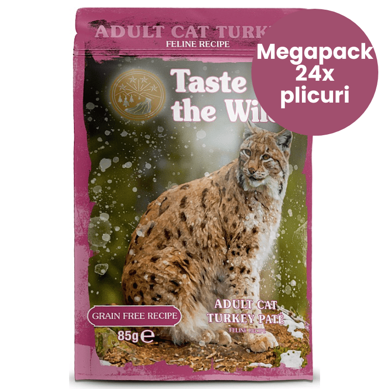 TASTE of the WILD Cat Pouch Adult Megapack 24x85 g | Hrana Umeda Fara Cereale pentru Pisici Adulte | Pate cu Carne de Curcan si Pui