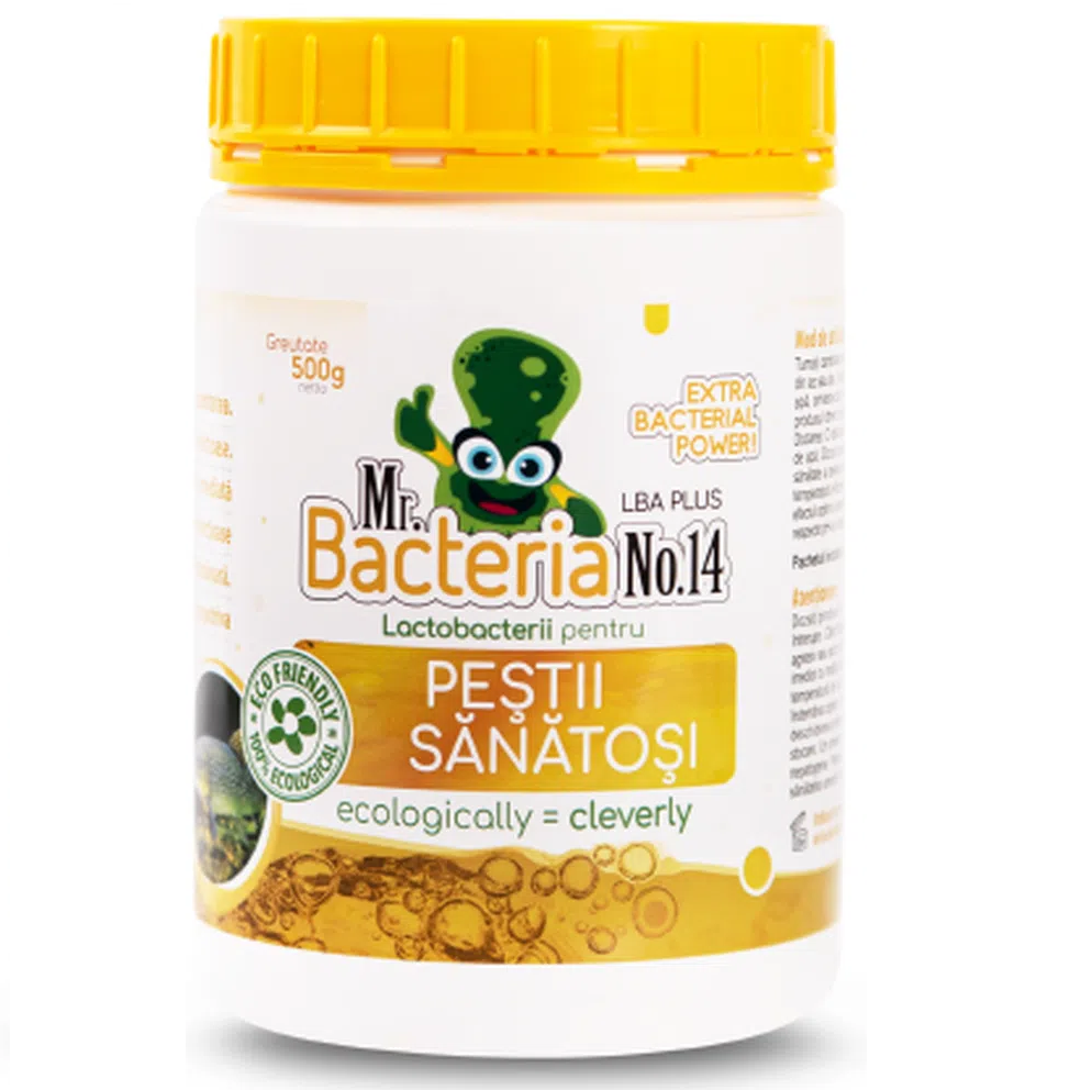 MR. BACTERIA No.14 – LBA PLUS, Soluție cu Lactobacterii pentru Sănătatea Peștilor din Iazuri și Lacuri, 500g | 100m²