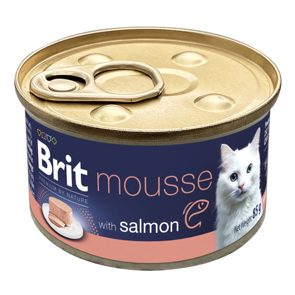 BRIT PREMIUM by Nature Cat Mousse cu Somon 85 g | Hrana Umeda Completa pentru Pisici Adulte (pateu fin)