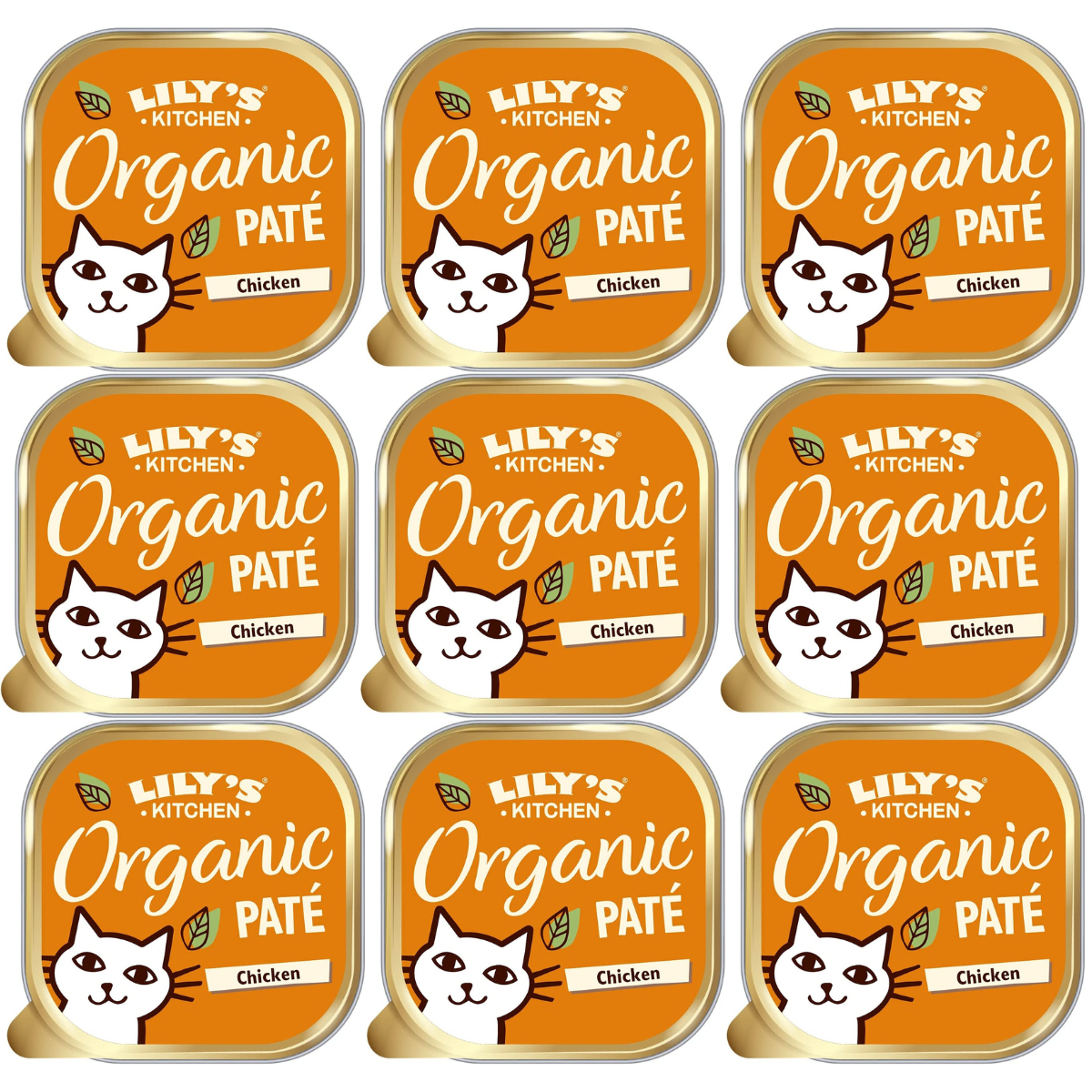 LILY'S KITCHEN Organic Chicken Pate, cu Pui, Set Conserve Hrana Umeda BIO Pentru Pisici 9x85g
