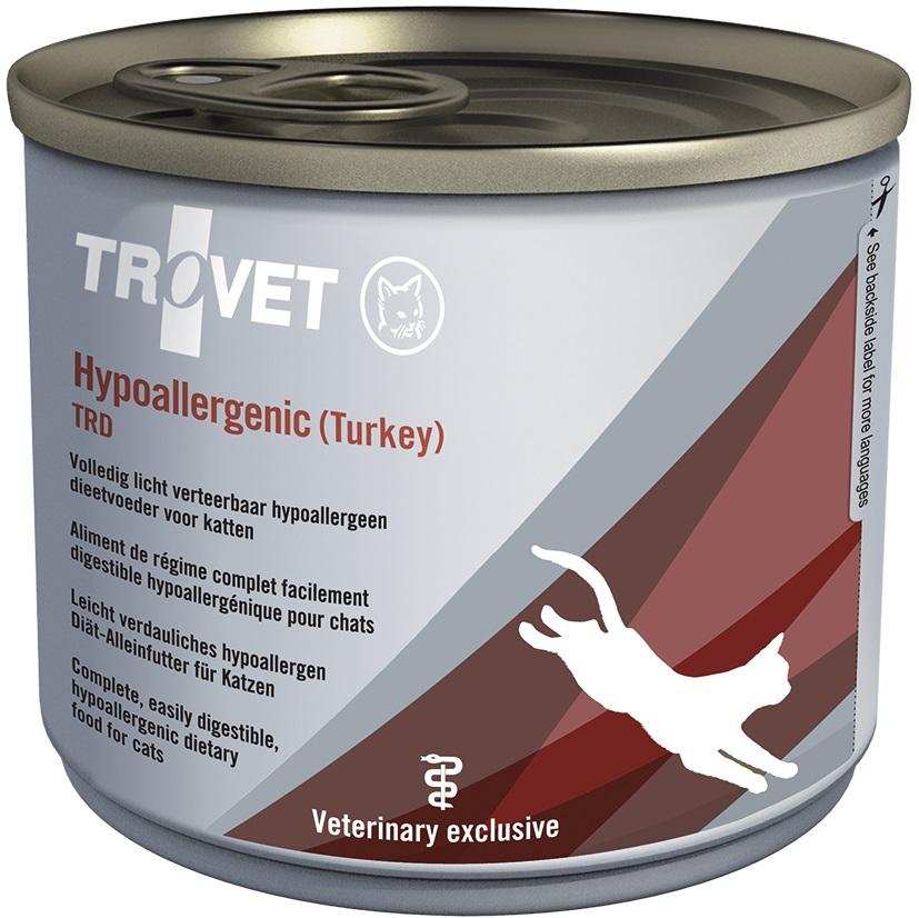 TROVET Hypoallergenic Cat, cu Curcan, Conserva 200 g – Hrana Umeda Dietetica Monoproteica pentru Pisici cu Alergii sau Intolerante Alimentare