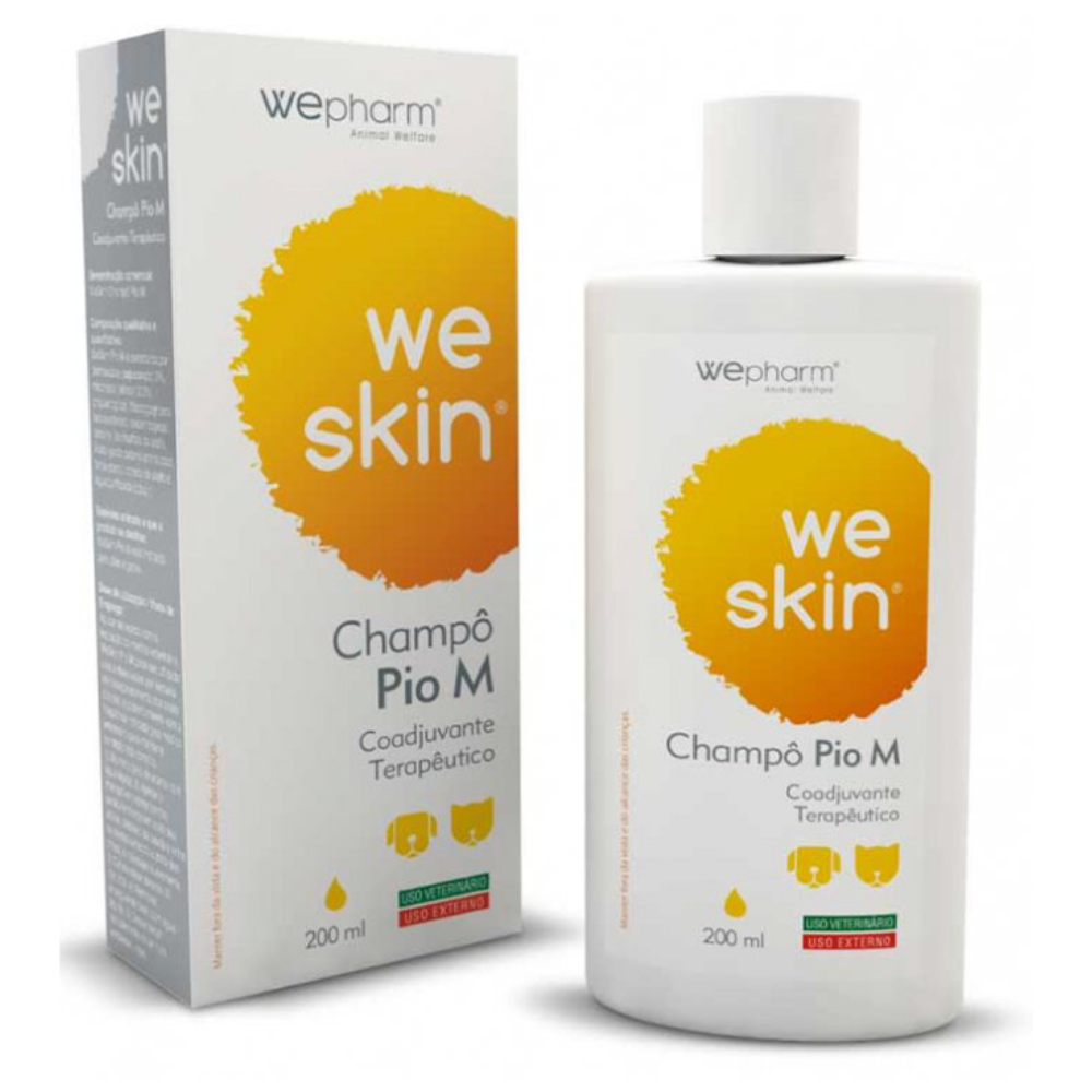 WePHARM WeSkin PioM Șampon 200 ml – Șampon Antiseptic și Antifungic, cu Clorhexidină și Miconazol, pentru Câini și Pisici