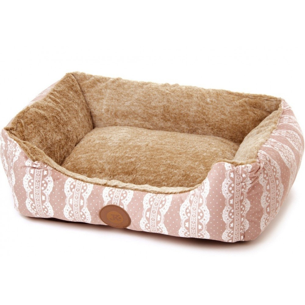 Culcus Imblanit Pentru Caini si Pisici, Poliester si Plus  Bej 50x40x17cm