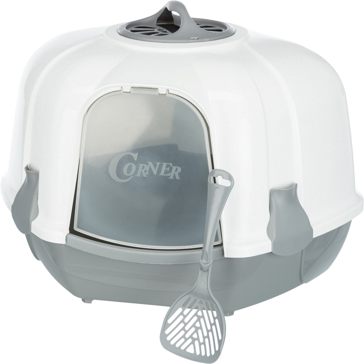CORNER Litiera de Colt,  Acoperita, cu Filtru din Carbune Activ, Pentru  Pisici 60x46x52cm