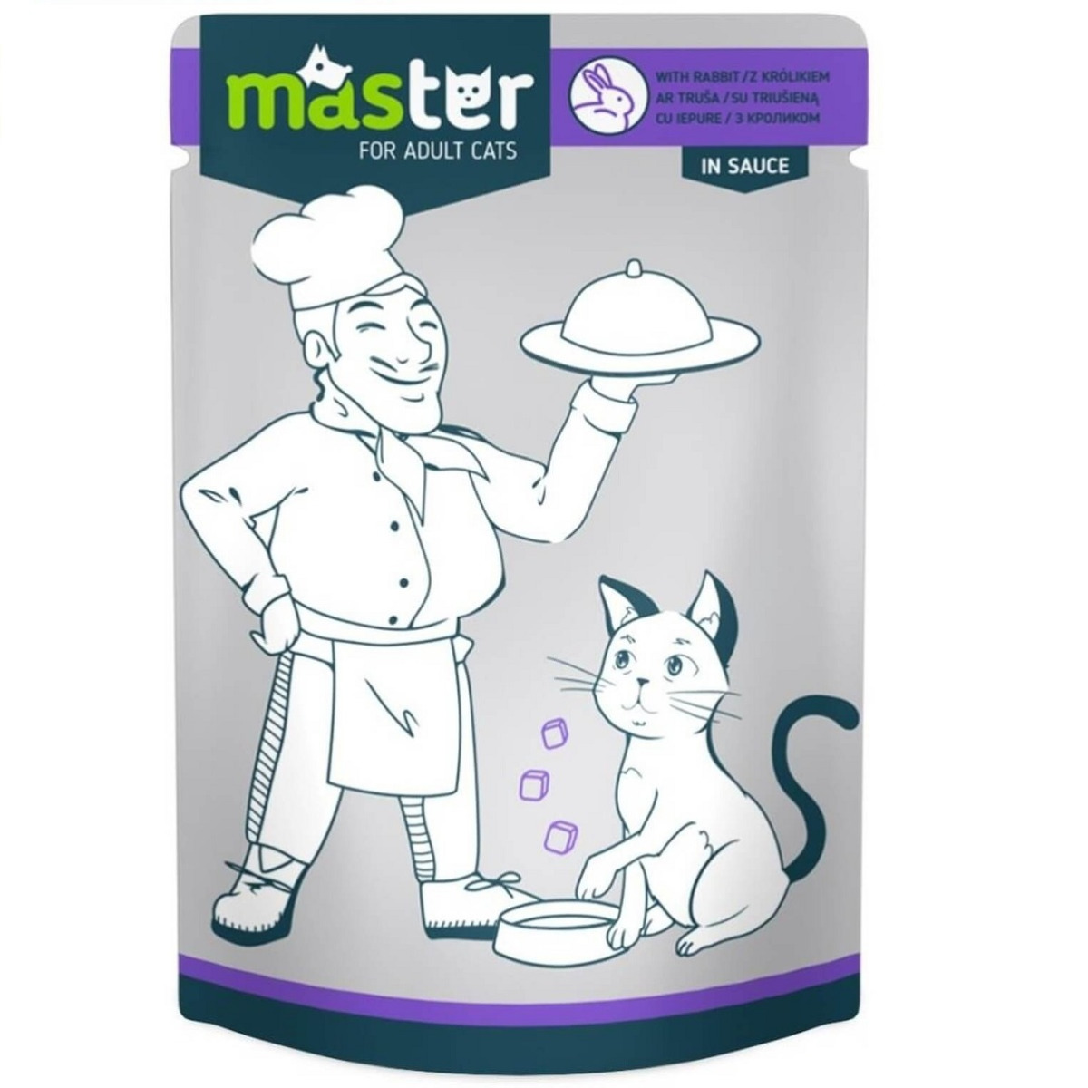 MASTER CAT Plic Hrana Umeda, cu Iepure in Sos, Pentru Pisici Adulte, 80g