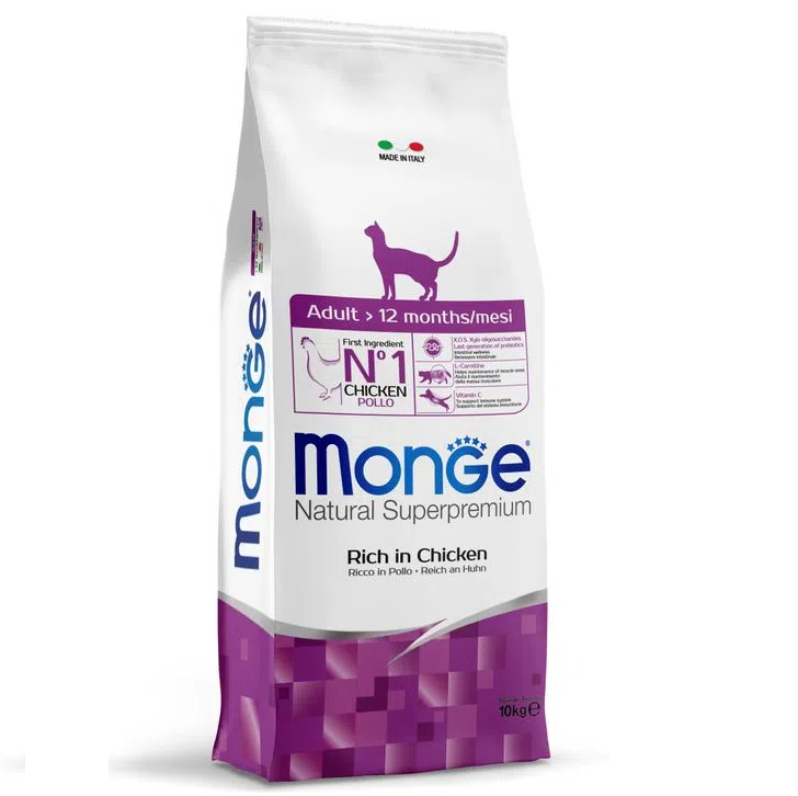 MONGE Natural Superpremium Cat Adult, cu Pui, Hrana Uscata Pentru Pisici Adulte, 10kg
