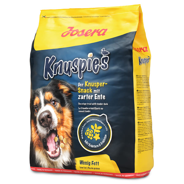 JOSERA Knuspies 10 kg | Recompense Crocante pentru Caini | Cu Rata si Pasare | Gust Savuros, Continut Scazut de Grasimi si Ideale pentru Dresaj