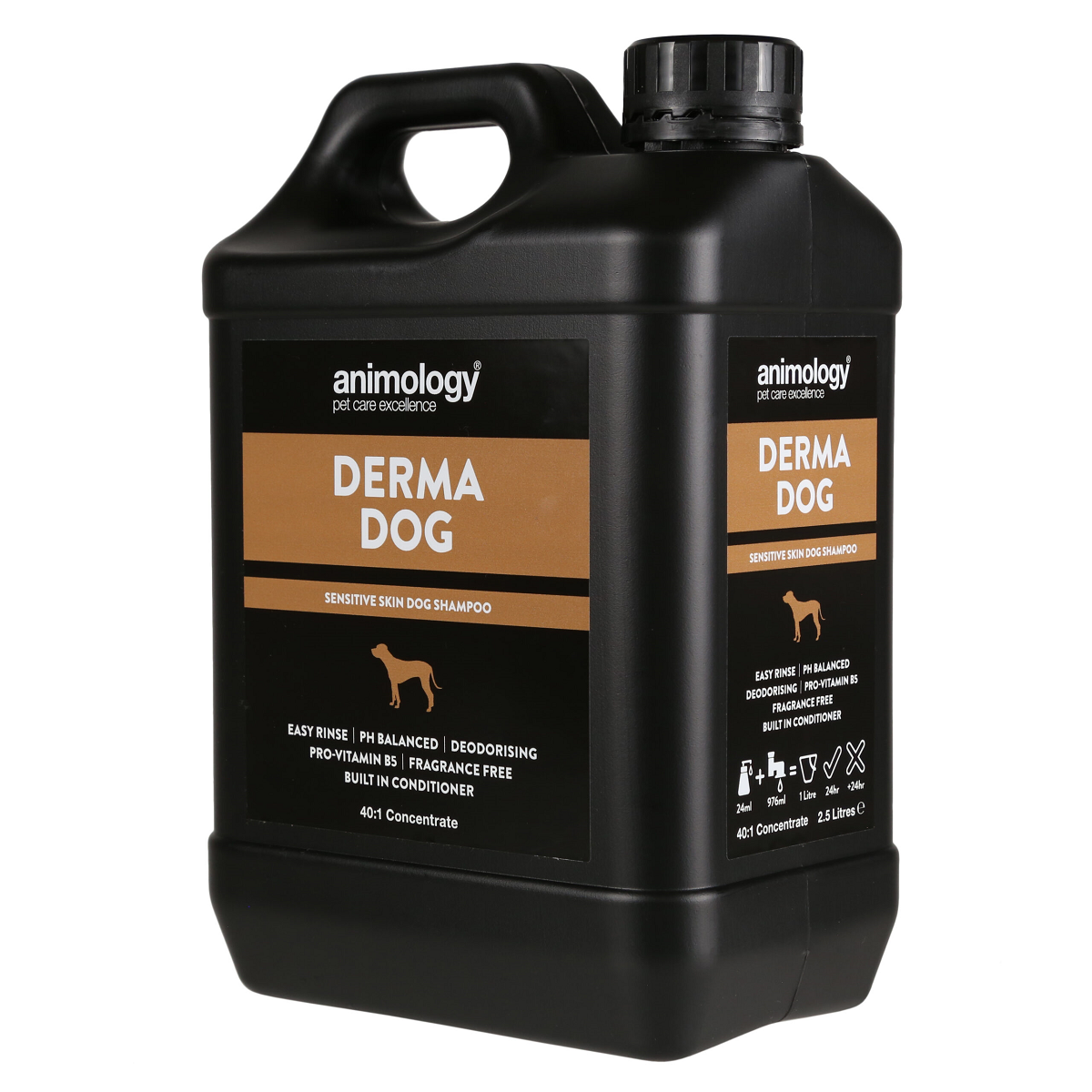 ANIMOLOGY Derma Dog, Sampon Vegan Concentrat 1:40, Fara Parfum, Pentru Caini cu Piele Sensibila 2.5L
