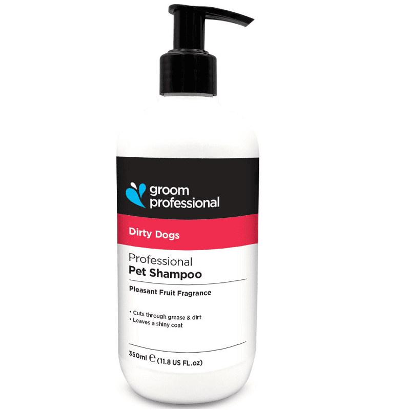 GROOM PROFESSIONAL Dirty Dogs 350 ml | Sampon Profesional Concentrat (dilutie 20:1) pentru Câini cu Blană Murdară sau Grasă | Curățare Profundă și Parfum Fructat