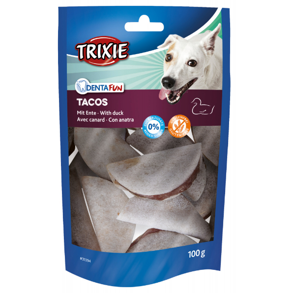 Recompensa DENTAFUN Pentru Caini, Tacos cu Carne de Rata, 100g