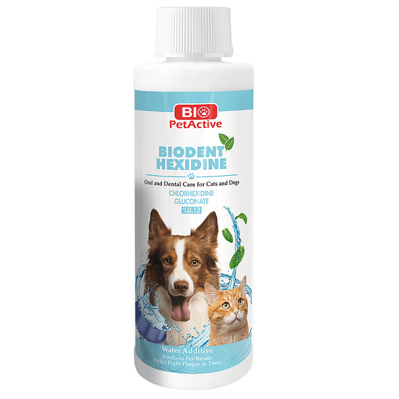 BIO PetActive Biodent Hexidine 250 ml | Apa de Gura cu Clorhexidina pentru Igiena Orala si Dentara la Caini si Pisici | Reduce Placa Bacteriana si Improspateaza Respiratia