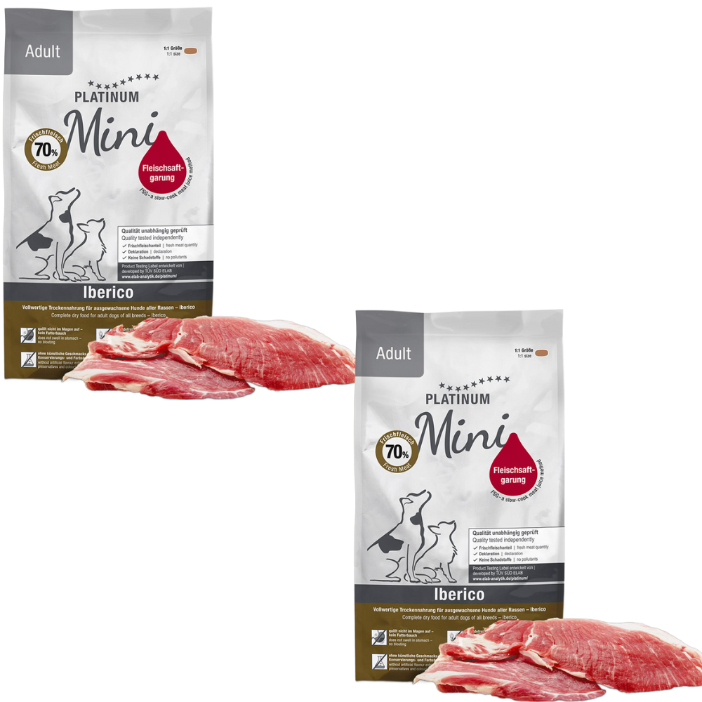 PLATINUM NATURAL Adult Mini, cu Porc Iberic, Hrana Uscata Pentru Caini Adulti de Talie Mica, 1.8kg (2x900g)