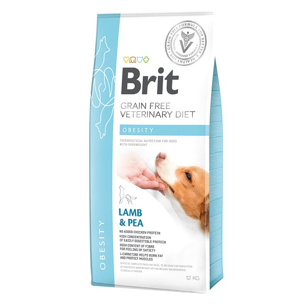 BRIT VET DIETS Dog Grain Free Obesity cu Miel si Mazăre 12kg | Hrană Uscată Dietetică pentru Câini Obezi sau Supraponderali