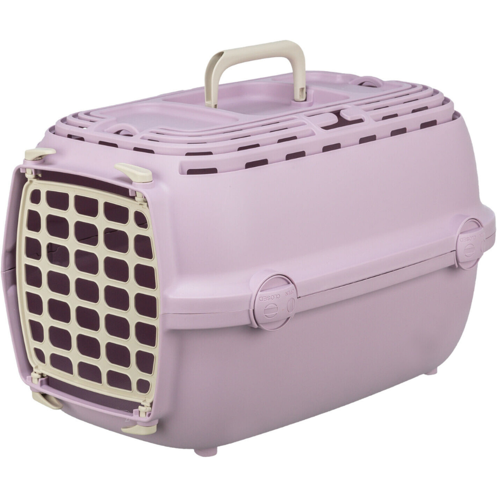 Trixie Cusca de Transport RELAX – Cusca din Plastic pentru Caini si Pisici, max. 6 kg, 32x30x48 cm, Roz – Siguranta si Confort