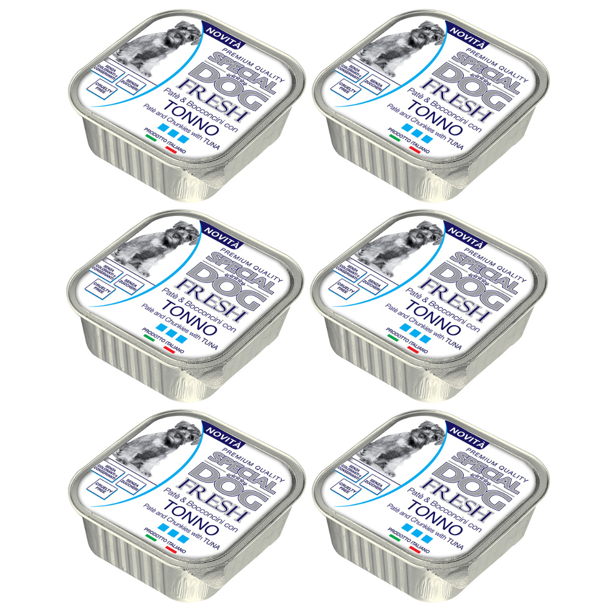 MONGE Special Dog Fresh, cu Ton, Set Conserve Hrana Umeda Pentru Caini (pateu cu bucatele de carne), 6x150g