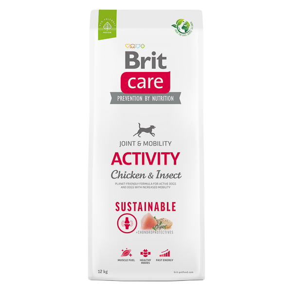BRIT CARE Sustainable Activity, cu Pui și Insecte, Hrană Uscata pentru Câini Activi, Boost de Mobilitate și Energie, 12kg
