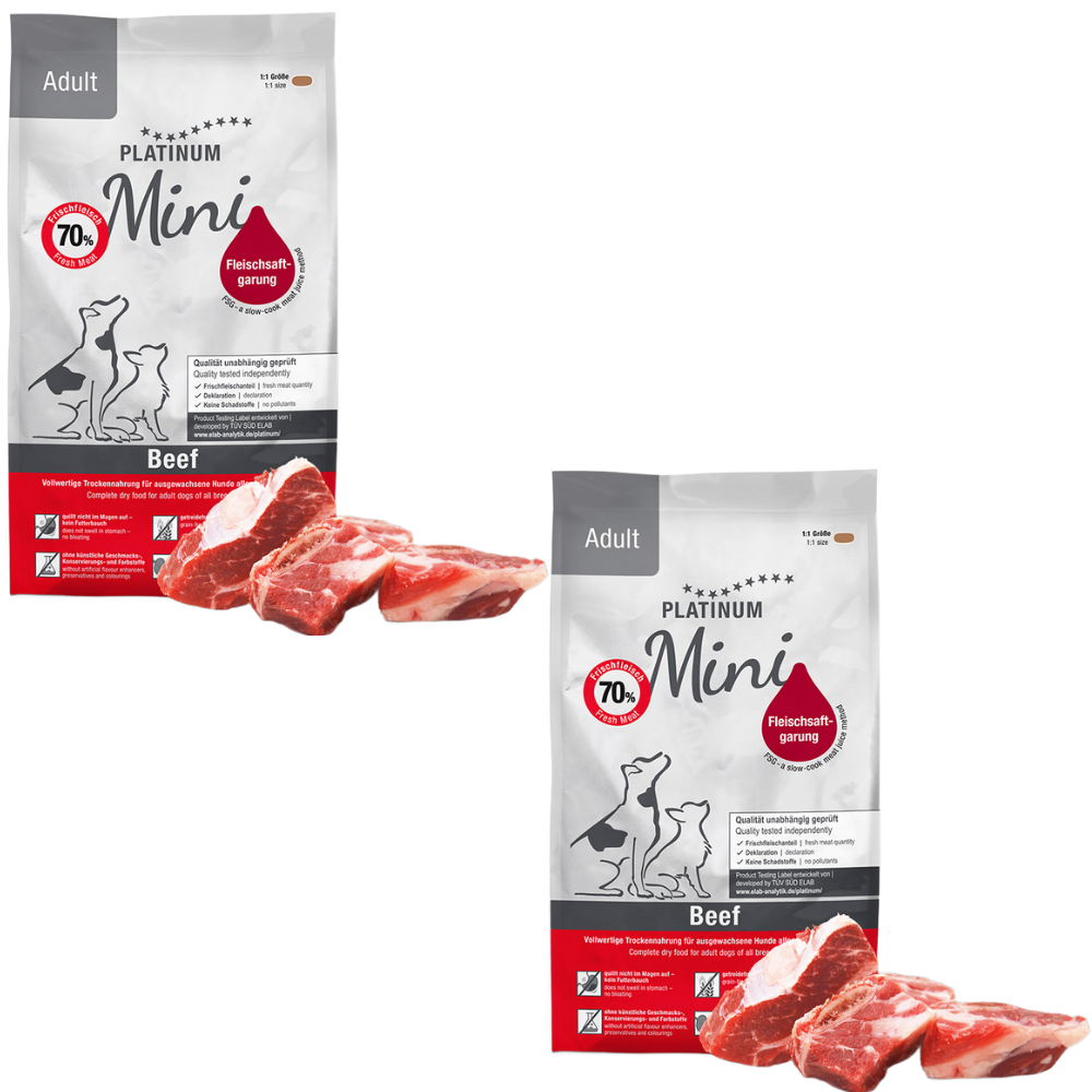 PLATINUM NATURAL Adult Mini, cu Vita, Hrana Uscata Pentru Caini Adulti de Talie Mica, 1.8kg (2x900g)
