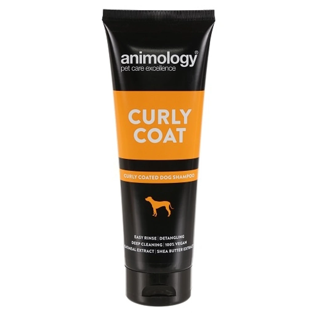 ANIMOLOGY Curly Coat, Sampon Vegan,  cu Fulgi de Ovaz si Unt de Shea, Pentru Caini cu Par Carliontat sau Cret, 250ml