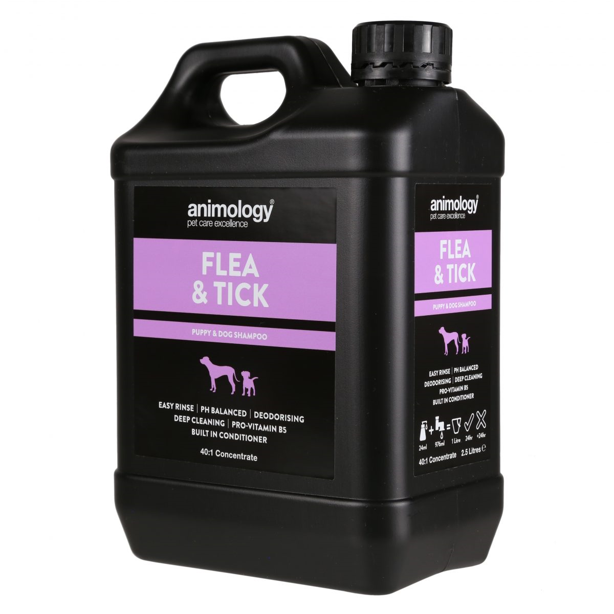 ANIMOLOGY Flea & Tick Sampon Vegan Antiparazitar, Concentrat 1:40, Pentru Caini 2.5L