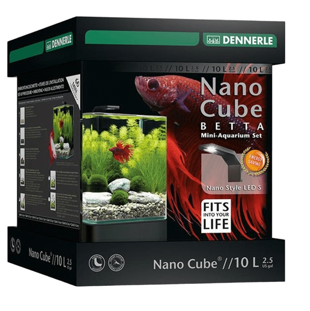 DENNERLE Nano Betta Cube Style LED S, Acvariu Echipat Pentru Pesti, 10 L | 20x20x25cm